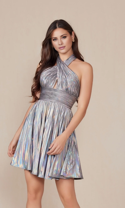 OKBBN backless short pleated A-line high waist hollow Homecoming Dresses