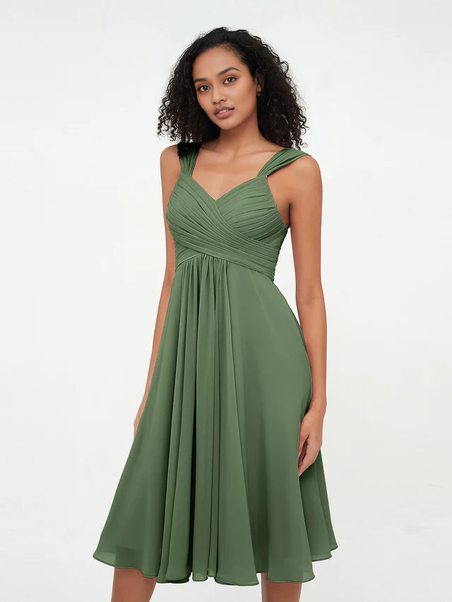 OKBBN Chiffon Sleeveless Skirt Bridesmaid Dress