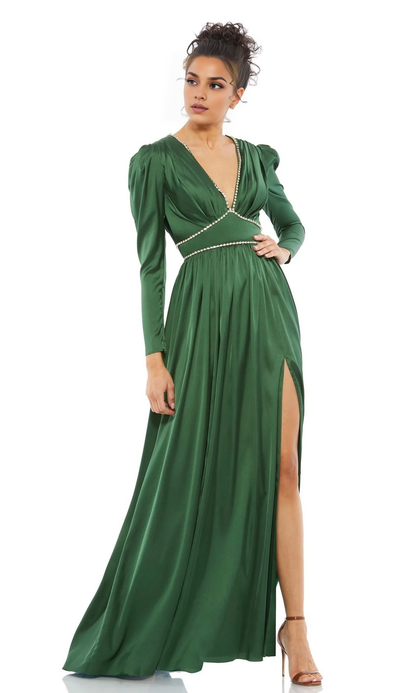 OKBBN Elegant V-neck Long Split Ball Dress