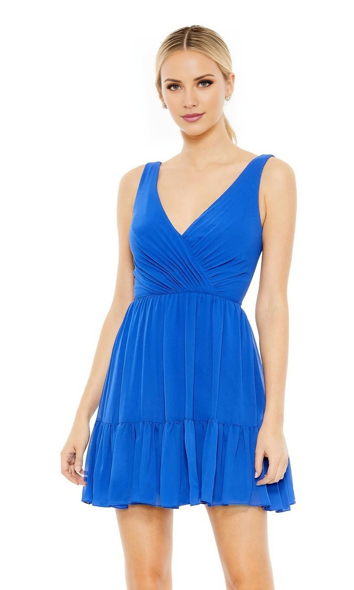 OKBBN Elegant V-neck Short A-line Ruffle Layered Homecoming Dresses