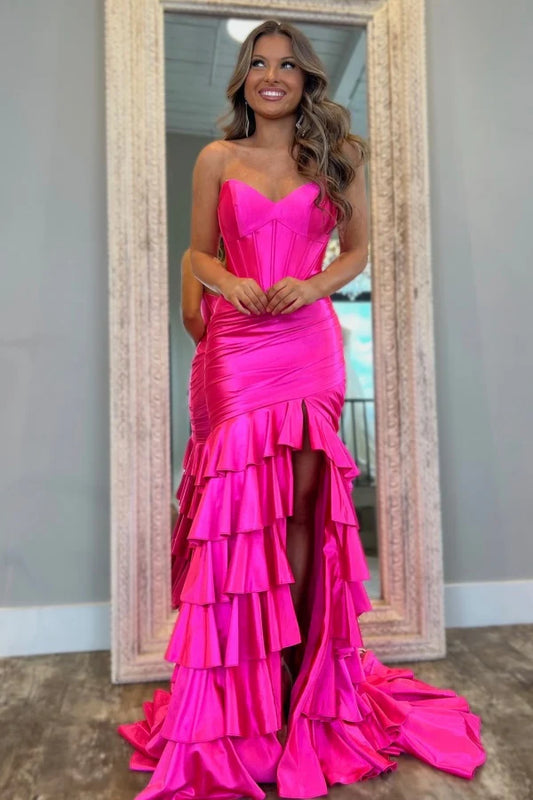OKBBN sexy and hot slim fit sweetheart collar sleeveless pleated multi-layer ball dress