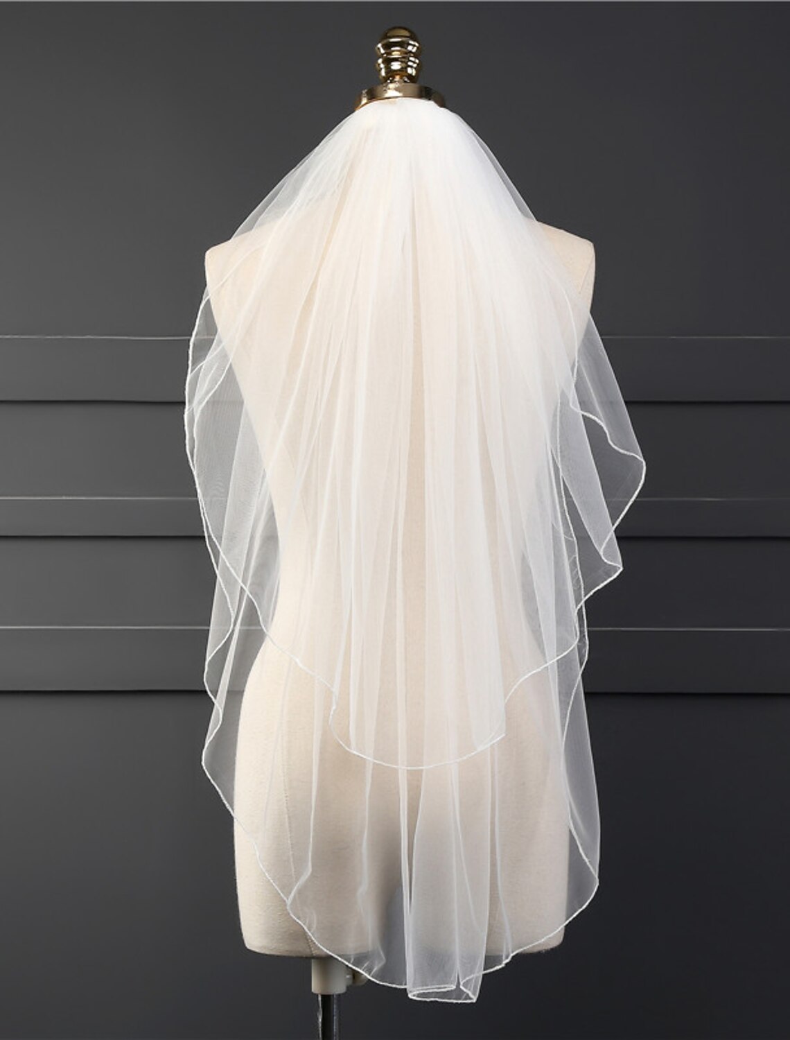 OKBBN two-layer classic solid color chiffon wedding veil