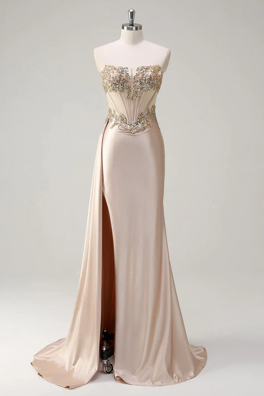 OKBBN Elegant Mermaid Satin Long Evening Dress