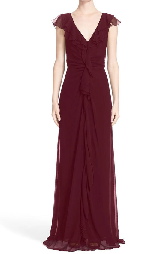 OKBBN Strap V-neck Simple Formal Ball Dress