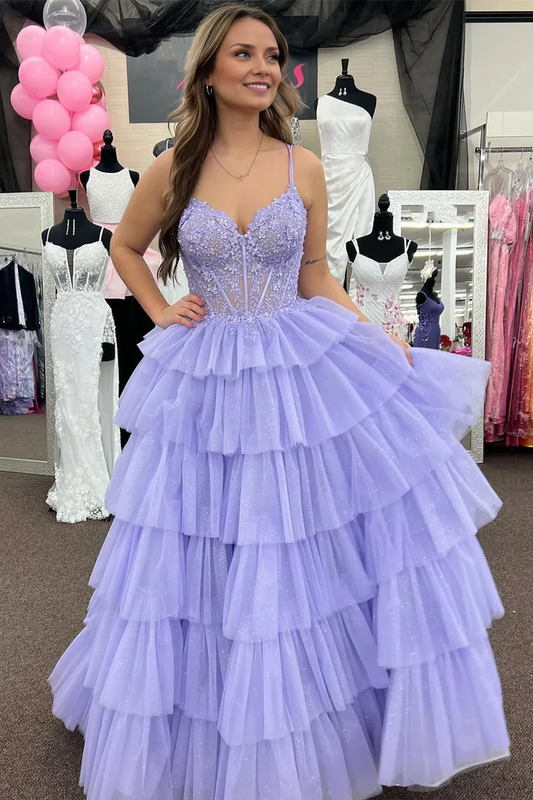 OKBBN Cute A-line V-neck Chiffon Long Ball Dress