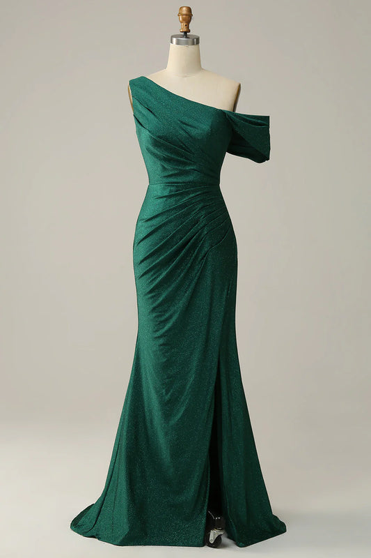 OKBBN Mermaid One Shoulder Split Long Evening Dress