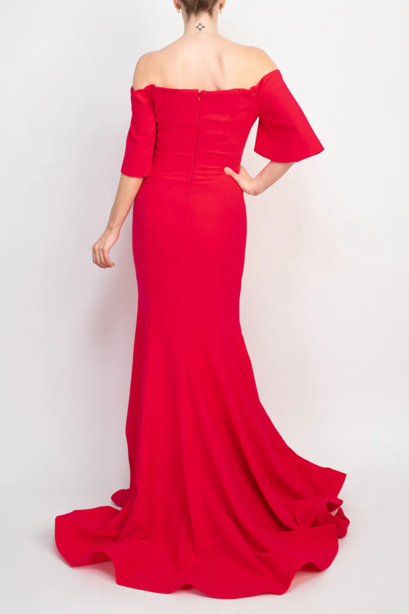 A-Line Off-the-Shoulder the shoulder crepe bodycon Prom Dresses