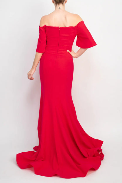 A-Line Off-the-Shoulder the shoulder crepe bodycon Prom Dresses