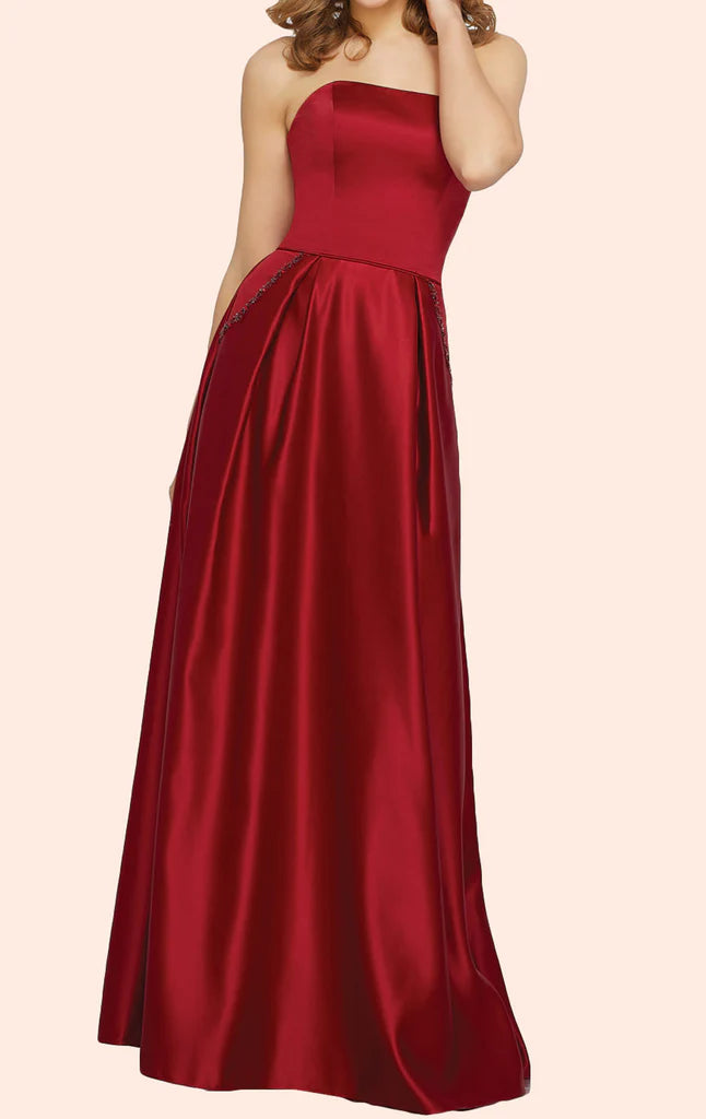 OKBBN strapless satin long minimalist ball gown