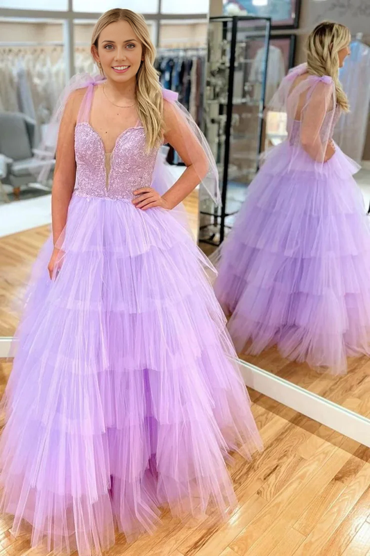 OKBBN Princess A-line Thin Strap Long Ball Dress