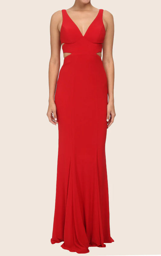 OKBBN Strap V-neck Tight Extra Long Ball Dress