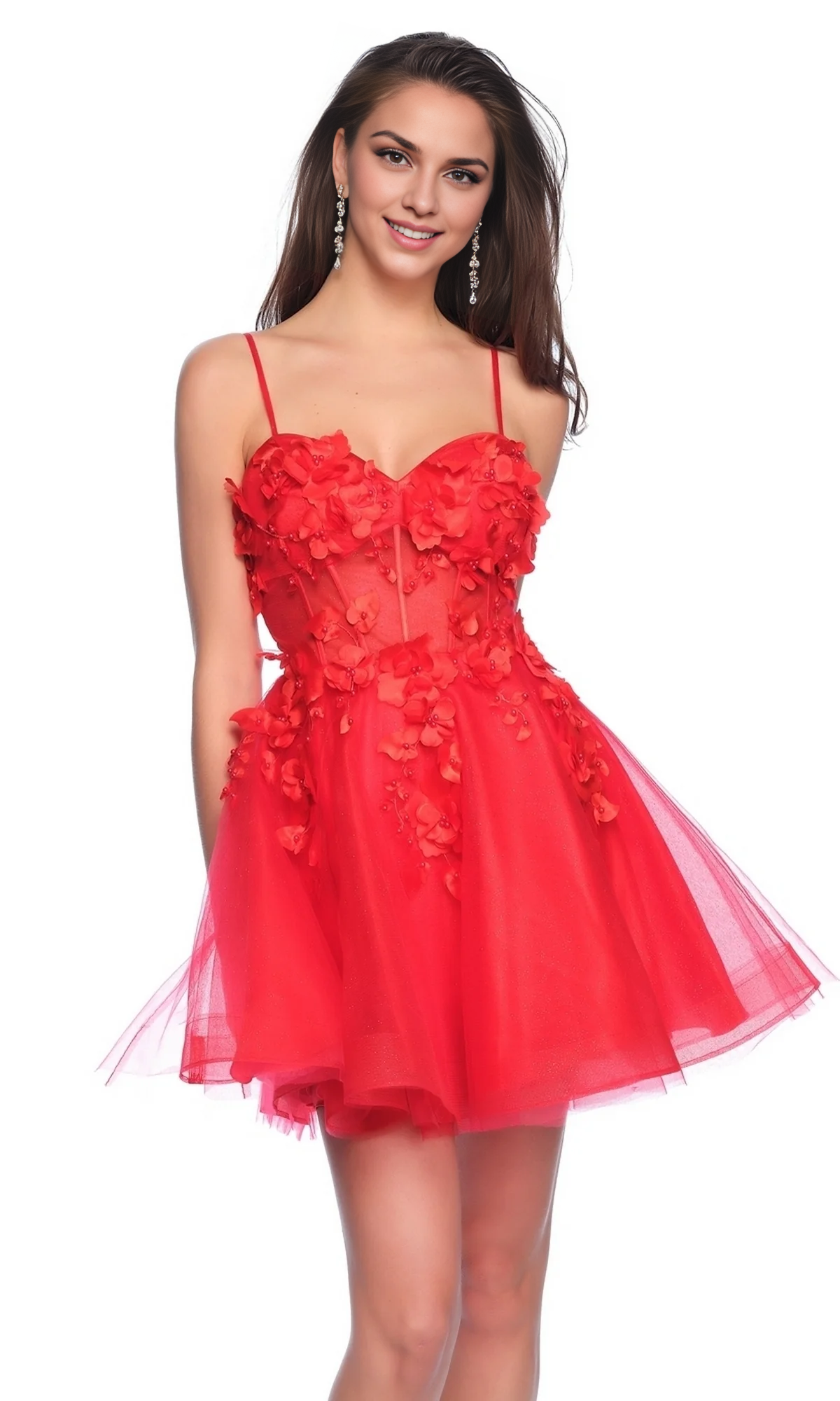 OKBBN A-line short see through tight corset sheer back to school dress