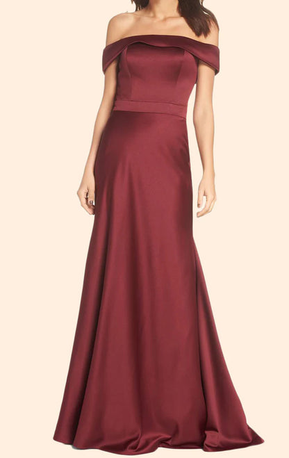 OKBBN Tight Off Shoulder Long Satin Formal Ball Dress