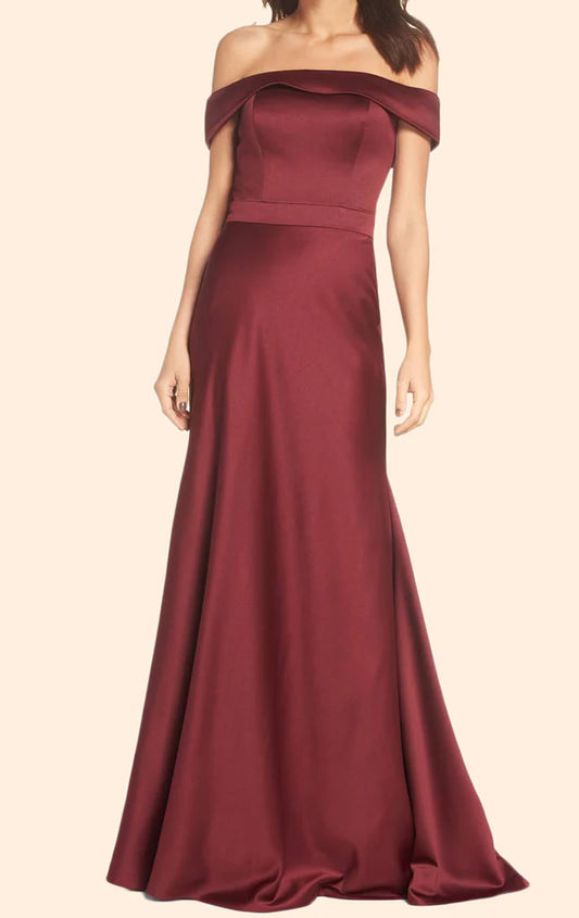 OKBBN Tight Off Shoulder Long Satin Formal Ball Dress