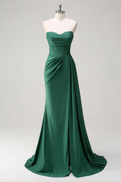 OKBBN mermaid off shoulder pleated tight corset long evening gown