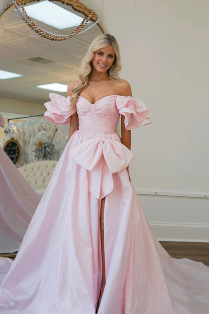 OKBBN Cute Ball Dress Off Shoulder Satin Ball Dress
