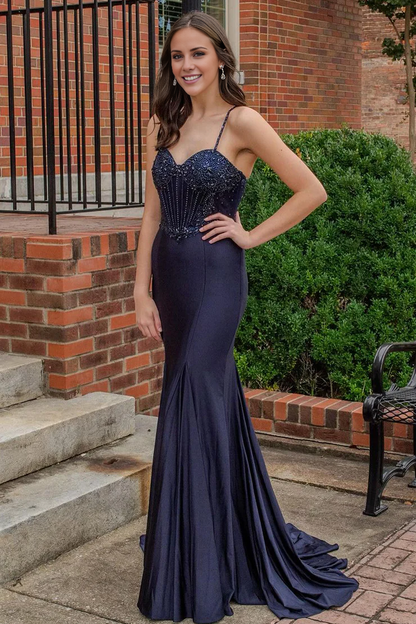 OKBBN Mermaid Sweetheart Satin Long Ball Dress