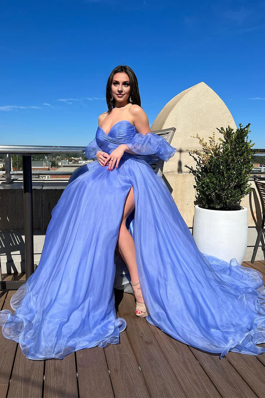 OKBBN charming sweetheart organza slit ball dress