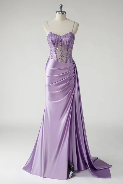OKBBN Elegant Mermaid Corset Satin Evening Dress