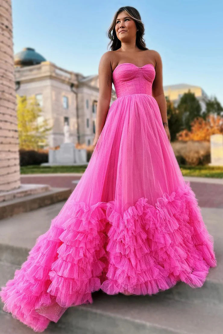 OKBBN Cute A-line Off Shoulder Chiffon Layered Ball Dress