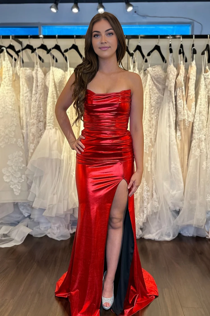 OKBBN Cute Mermaid Off Shoulder Long Split Ball Dress