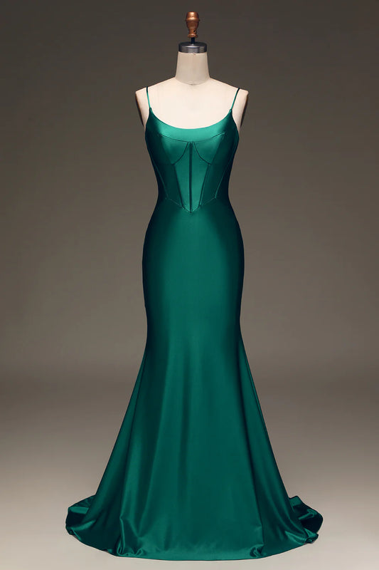 OKBBN mermaid slim shoulder strap long sleeveless evening gown
