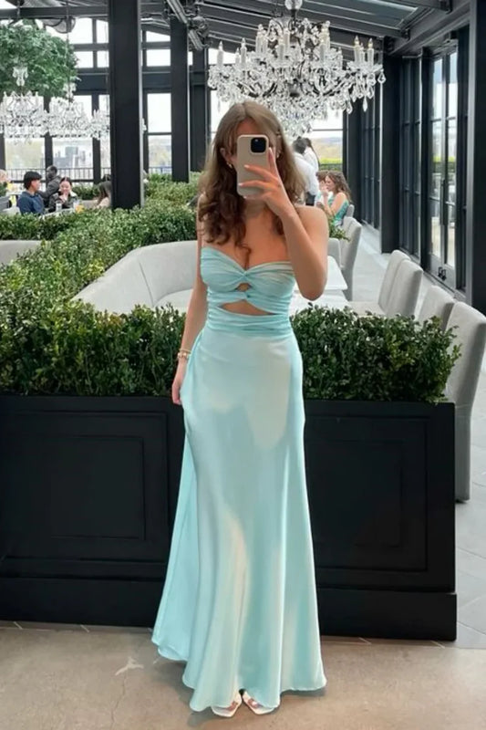 OKBBN Tight Sweetheart Lock Hole Satin Ball Dress