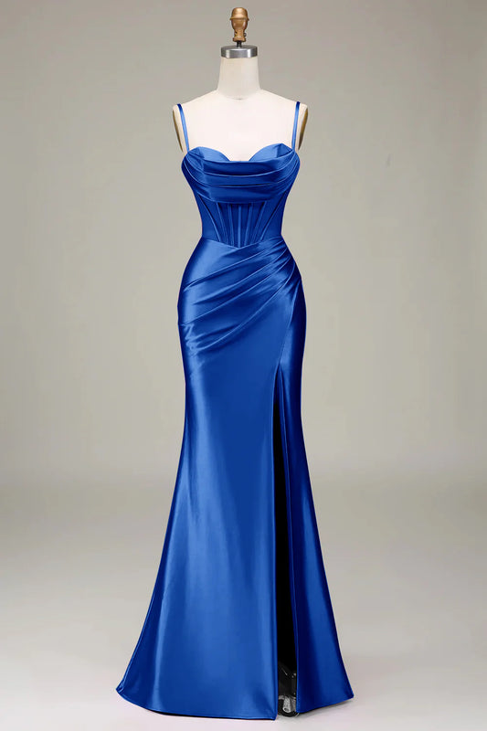 OKBBN mermaid slim shoulder strap tight corset long ball dress