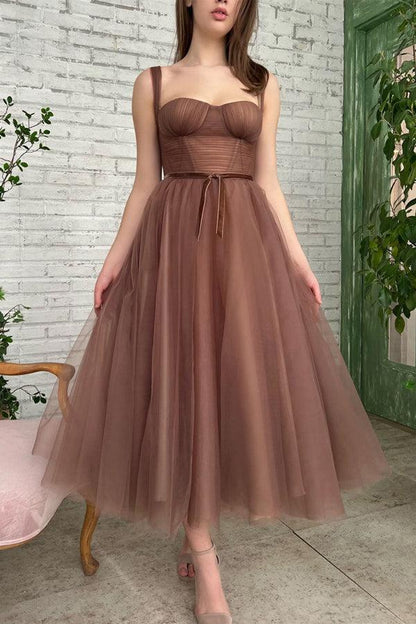 OKBBN minimalist A-line chiffon short ball gown