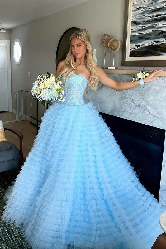 OKBBN Gorgeous A-line Sweetheart Ruffle Layered Chiffon Ball Dress