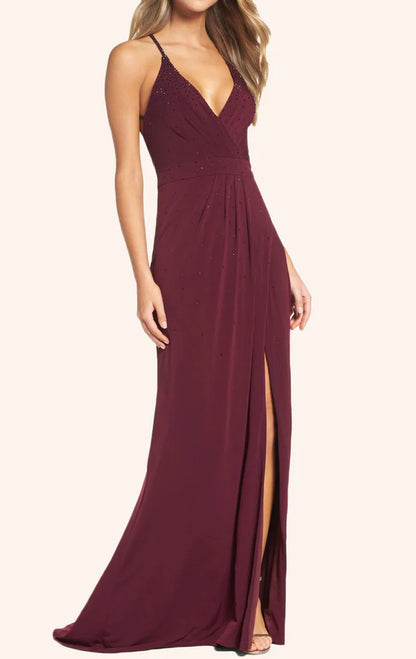 OKBBN Strap V-neck Tight Knitted Ball Dress