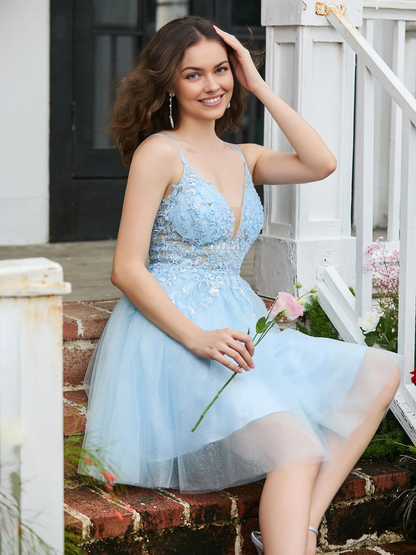 OKBBN Charming Lace Decorative Corset Top Homecoming Dresses