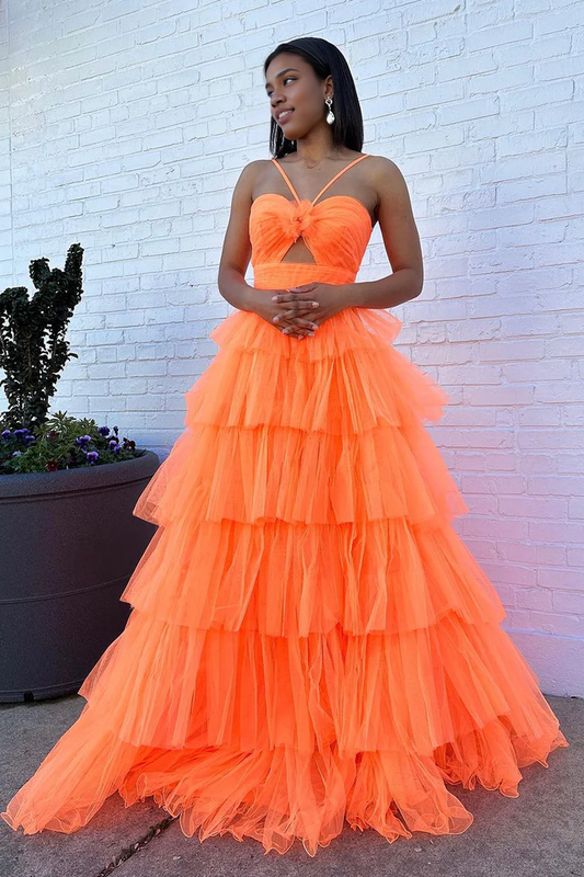 OKBBN Cute Sweetheart Chiffon Layered Long Ball Dress