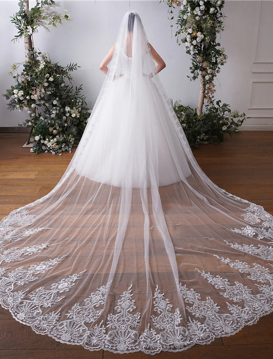 OKBBN single-layer lace wedding veil