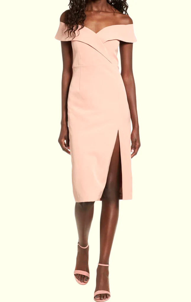 OKBBN Off Shoulder Short Knitted Ball Dress