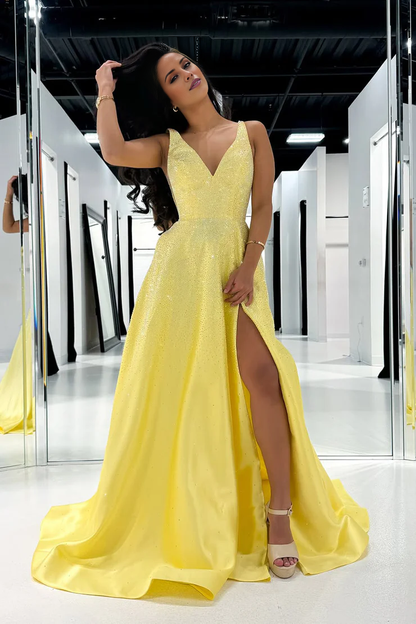 OKBBN Cute A-line V-neck Satin Ball Dress
