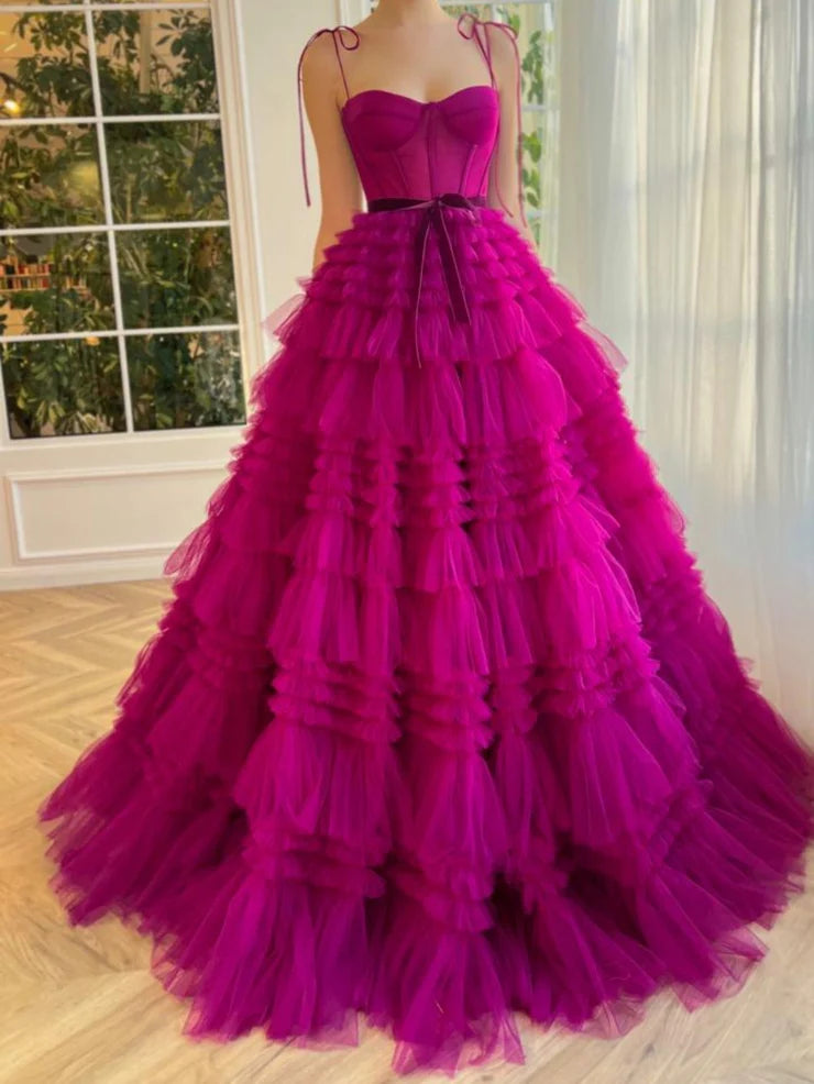 OKBBN Fashion Cute A-line Sweetheart Layered Chiffon Ball Dress