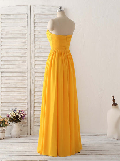 Chiffon Yellow Long Prom Dress Simple Bridesmaid Dress