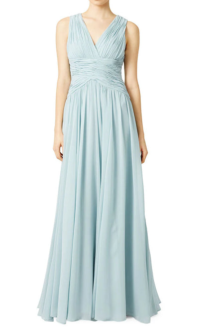 OKBBN Simple Strap V-neck Chiffon Ball Dress