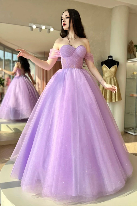 OKBBN elegant off shoulder lace up chiffon long ball gown