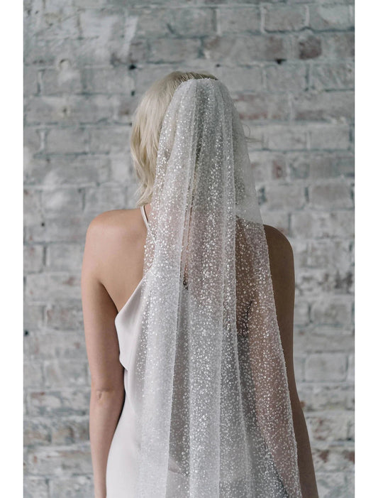 OKBBN single-layer simple shiny chiffon wedding veil