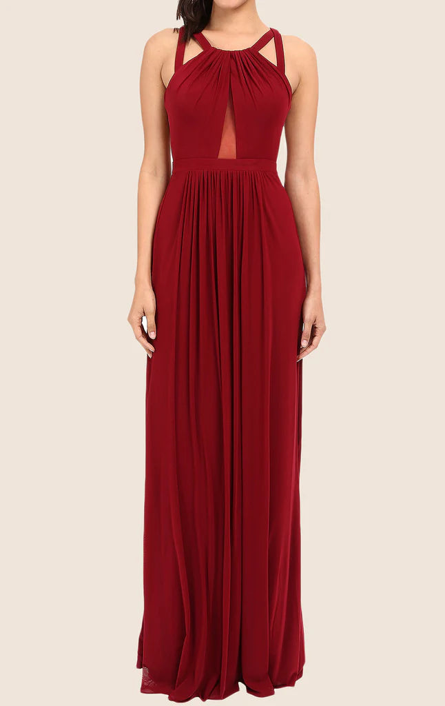 OKBBN backless chiffon long ball gown