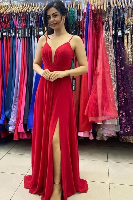 OKBBN sexy V-neck side slit thin shoulder strap dance dress