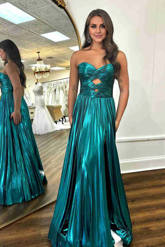 OKBBN Cute A-line Shoulderless Folded Satin Ball Dress