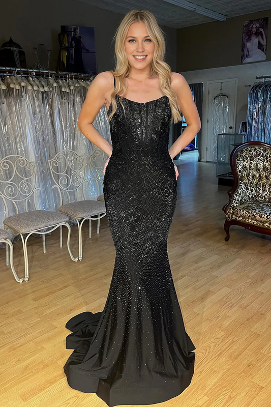 OKBBN Charming Mermaid Round Neck Shining Ball Dress