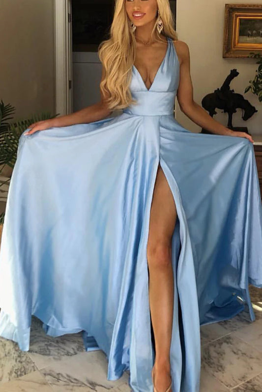 OKBBN Elegant Strap V-Tie Open Back Formal Ball Dress