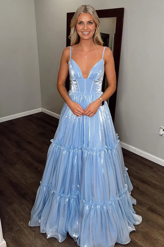 OKBBN Cute A-line V-neck Organza Satin Ball Dress