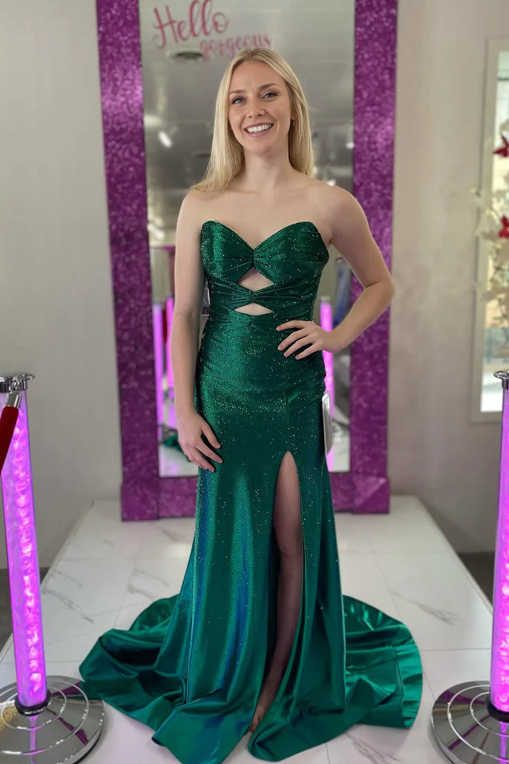 OKBBN Mermaid Sweetheart Satin Long Ball Dress