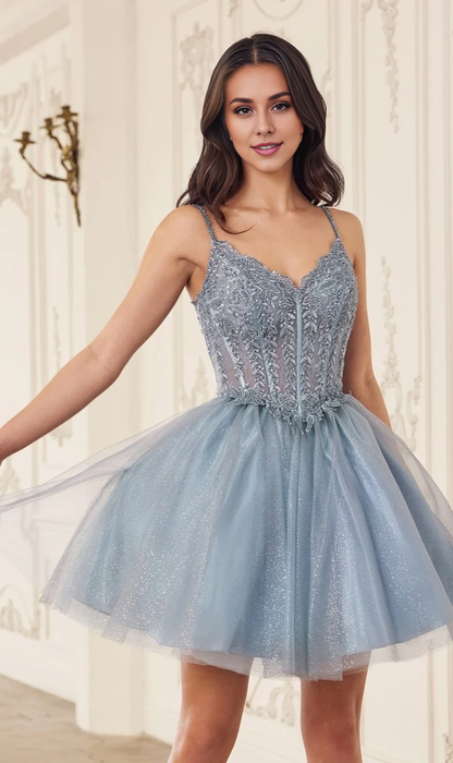 OKBBN Elegant and Charming Embroidered Lace A-line Homecoming Dress