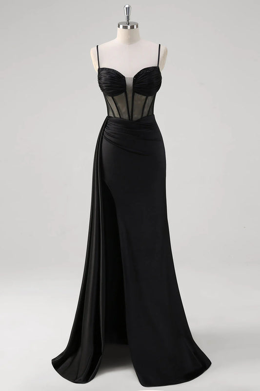 OKBBN mermaid Huatuo trailing pleated bead transparent tight corset evening gown